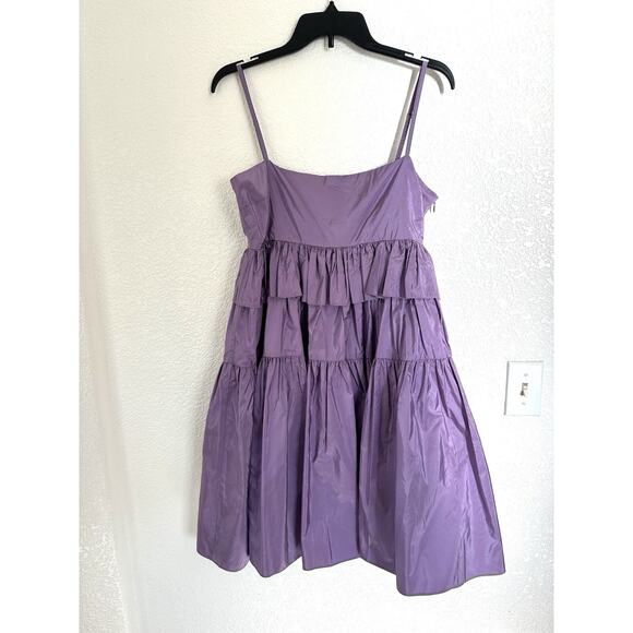 NWT $465 Cynthia Rowley Silk Taffeta Peplum Purple Babydoll Dress Sz 8 Run Small - Picture 3 of 12
